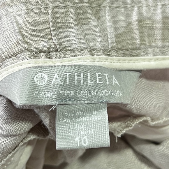 Athleta Cabo Tide Linen Jogger - 10 - Women's pants tan neutral camo beach - Picture 10 of 16